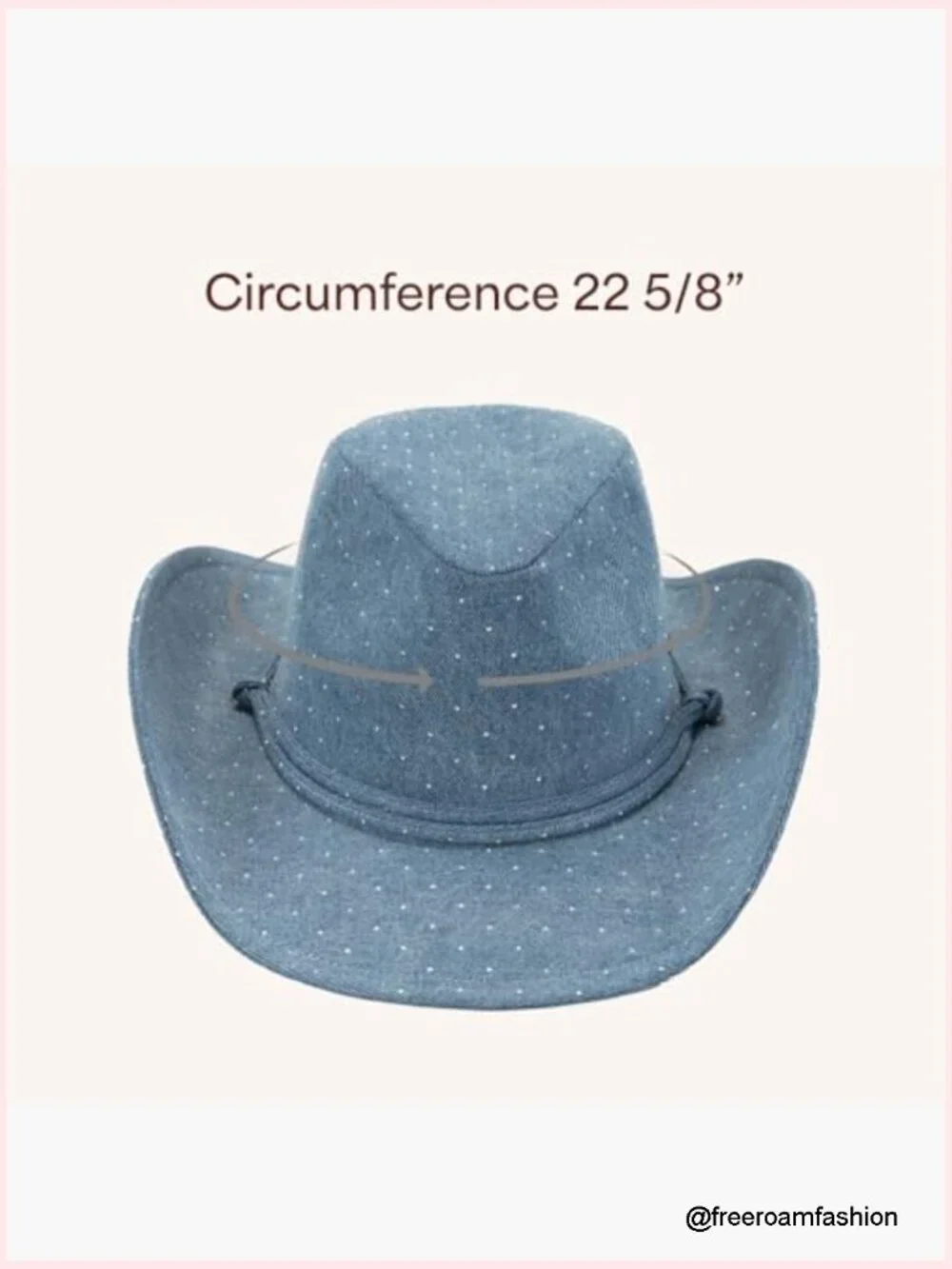 All Over Rhinestone Denim Cowboy Hat with Chinstraps